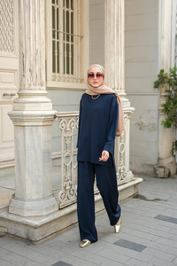 Bisiklet Yaka İkili Takım Lacivert