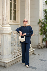 Bisiklet Yaka İkili Takım Lacivert