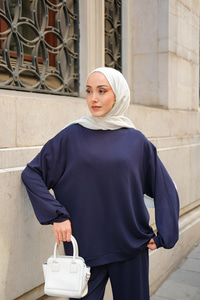 Bisiklet Yaka İkili Takım Lacivert