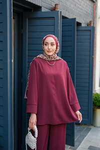 Bisiklet Yaka İkili Takım Mürdüm