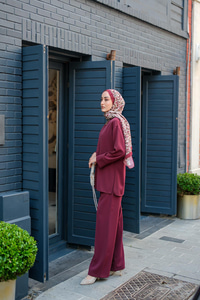 Bisiklet Yaka İkili Takım Mürdüm