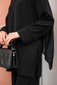 Bisiklet Yaka İkili Takım Siyah