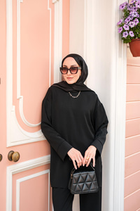 Bisiklet Yaka İkili Takım Siyah