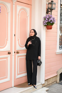 Bisiklet Yaka İkili Takım Siyah