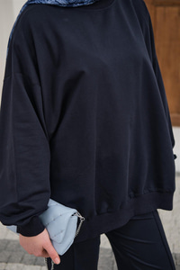 Bisiklet Yaka Oversize İkili Takım Lacivert