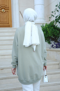 Bisiklet Yaka Oversize Sweat Mint Yeşil