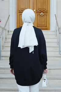 Bisiklet Yaka Oversize Sweat Siyah