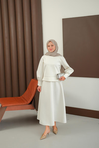 Bisiklet Yaka Scuba Takım Beyaz