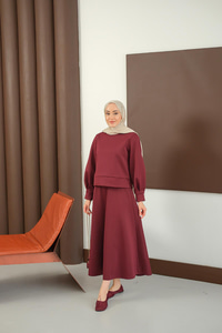 Bisiklet Yaka Scuba Takım Bordo