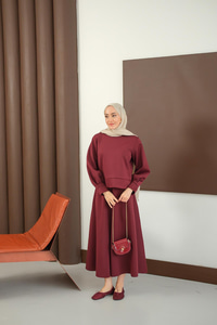 Bisiklet Yaka Scuba Takım Bordo