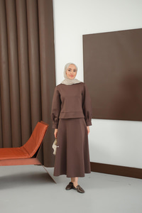 Bisiklet Yaka Scuba Takım Kahverengi