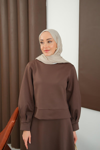 Bisiklet Yaka Scuba Takım Kahverengi