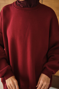 Bisiklet Yaka Sweat Bordo