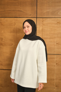 Bisiklet Yaka Sweat Ekru