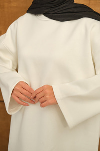 Bisiklet Yaka Sweat Ekru