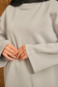 Bisiklet Yaka Sweat Gri