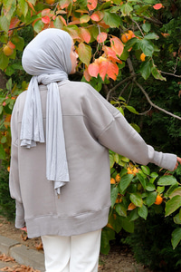 Bisiklet Yaka Sweat Gri