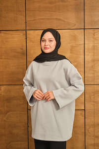 Bisiklet Yaka Sweat Gri