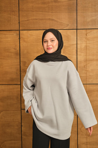 Bisiklet Yaka Sweat Gri