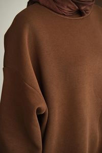 Bisiklet Yaka Sweat Kahverengi