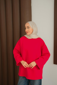 Bisiklet Yaka Sweat Kırmızı