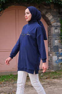 Bisiklet Yaka Sweat  Lacivert