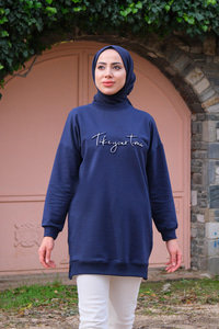 Bisiklet Yaka Sweat  Lacivert