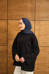 Bisiklet Yaka Sweat Lacivert