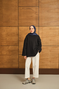 Bisiklet Yaka Sweat Lacivert