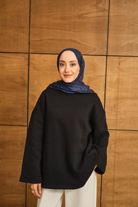 Bisiklet Yaka Sweat Lacivert