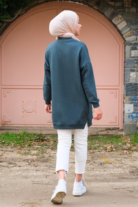 Bisiklet Yaka Sweat  Petrol Yeşil