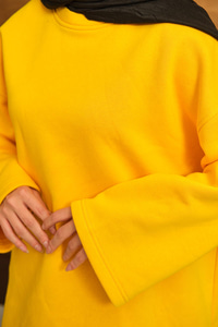 Bisiklet Yaka Sweat Sarı