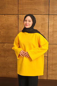 Bisiklet Yaka Sweat Sarı