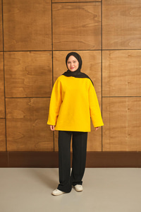 Bisiklet Yaka Sweat Sarı