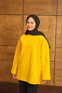 Bisiklet Yaka Sweat Sarı