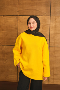 Bisiklet Yaka Sweat Sarı