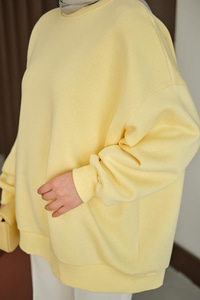 Bisiklet Yaka Sweat Sarı