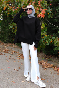 Bisiklet Yaka Sweat Siyah