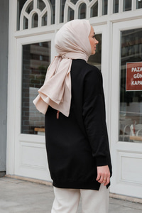 Bisiklet Yaka Sweat Siyah