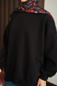 Bisiklet Yaka Sweat Siyah