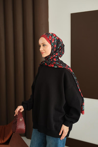 Bisiklet Yaka Sweat Siyah