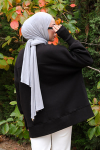 Bisiklet Yaka Sweat Siyah