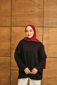 Bisiklet Yaka Sweat Siyah