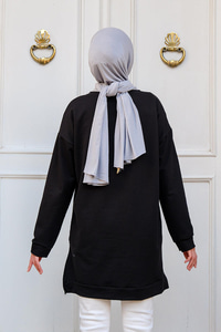 Bisiklet Yaka Sweat Siyah