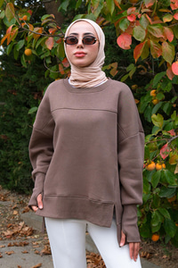 Bisiklet Yaka Sweat Soğuk Kahve