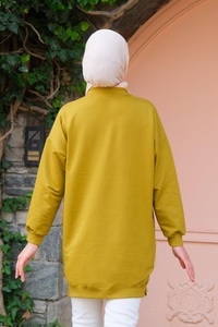 Bisiklet Yaka Sweat  Yağ Yeşil