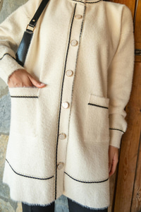 Bisiklet Yaka Triko Ceket Bej