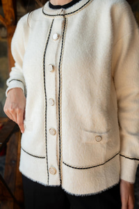 Bisiklet Yaka Triko Ceket Bej