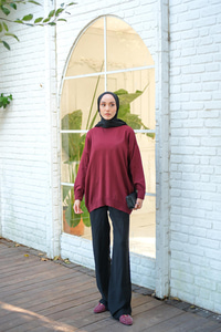 Bisiklet Yaka Triko Kazak Bordo