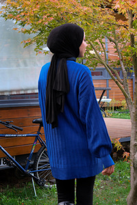 Bisiklet Yaka Triko Kazak Saks Mavi